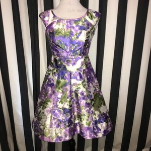 Maggy London Purple Floral Fit & Flare Dress EUC